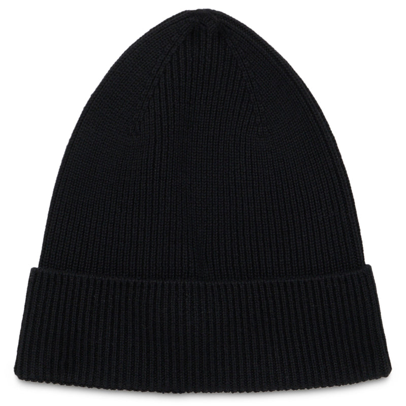 Moncler L20913b70500 Ribbed Virgin Wool Beanie — Black Beanies