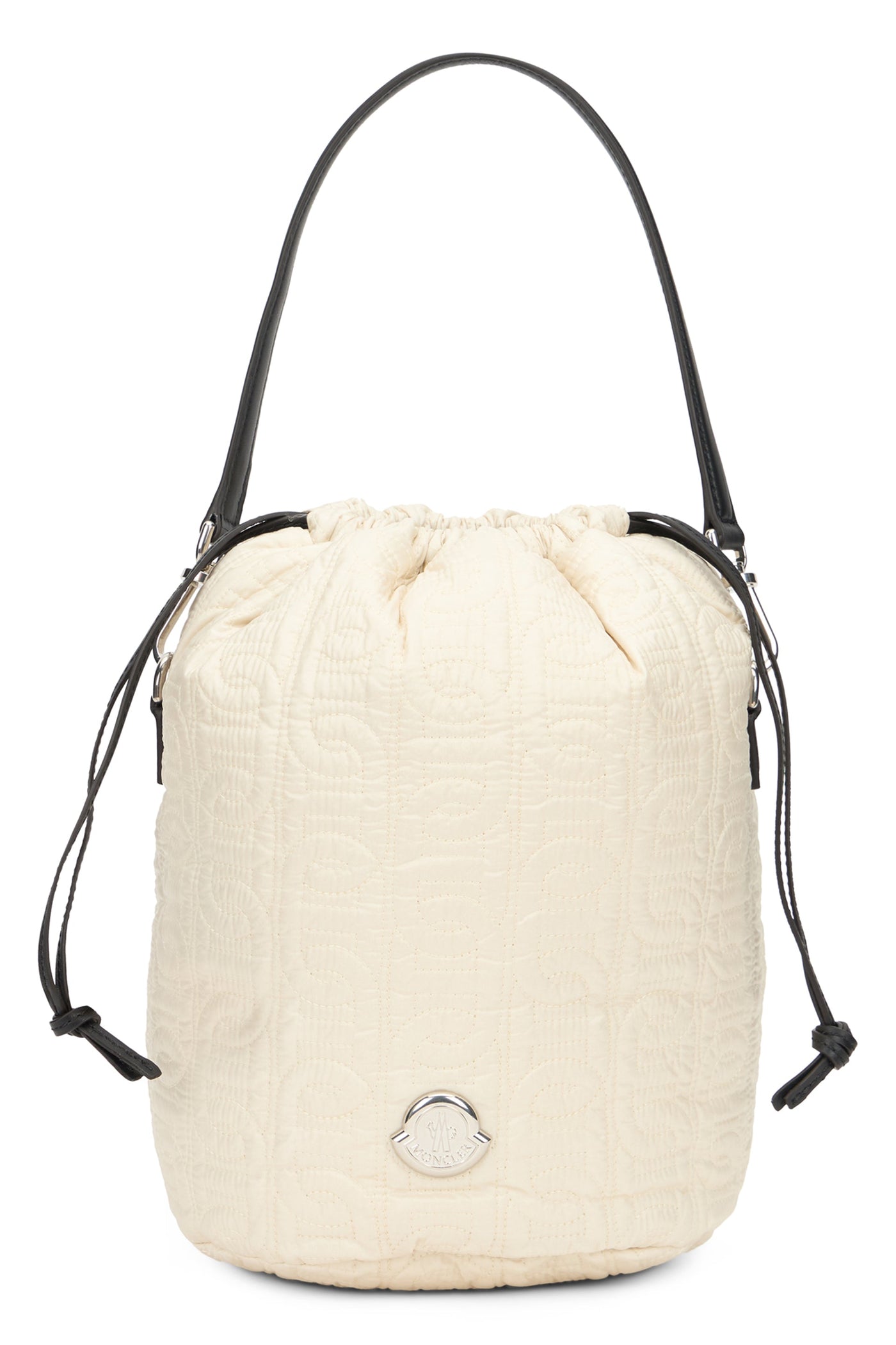 Moncler Quilted Polyamide Bucket Bag — Cream