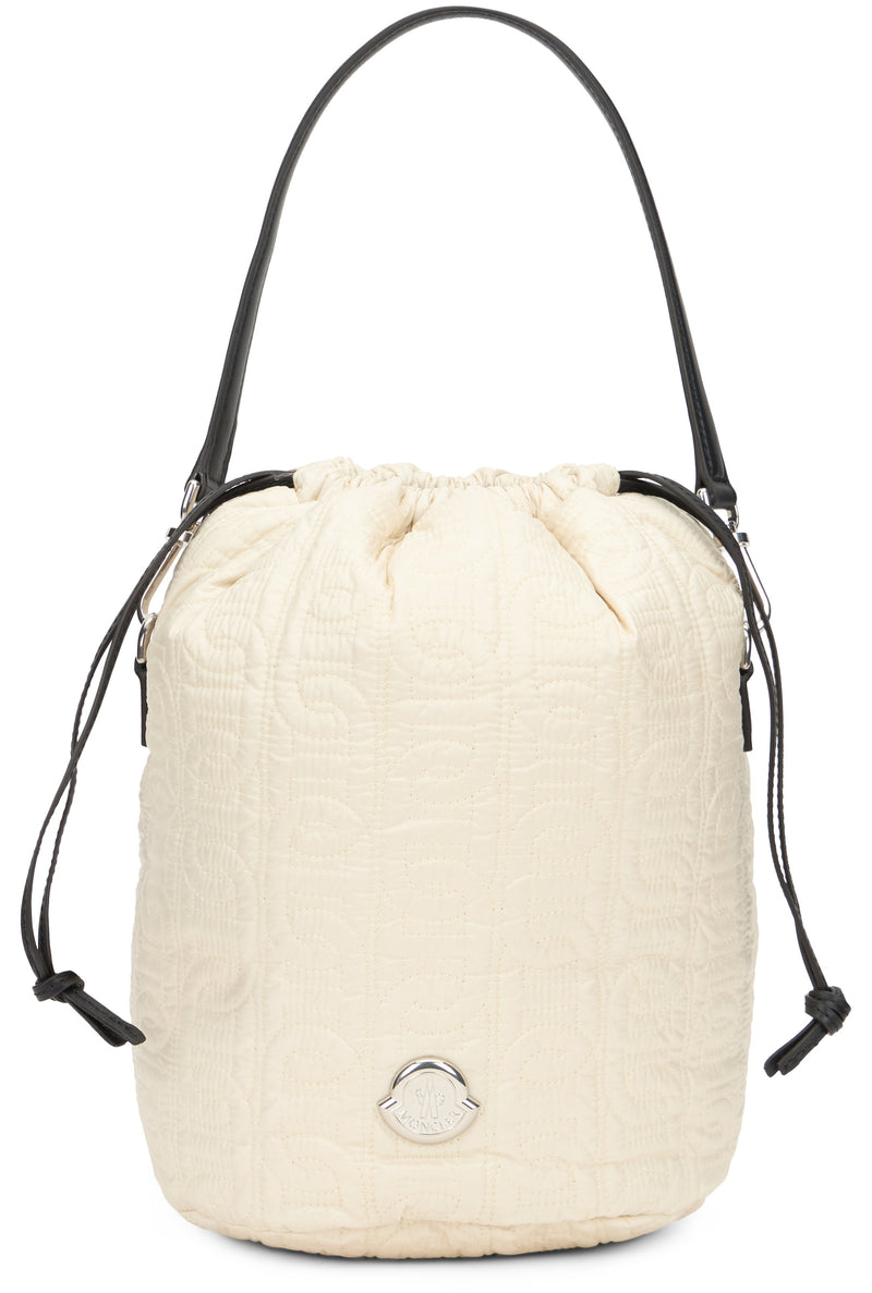 Moncler Quilted Polyamide Bucket Bag — Cream