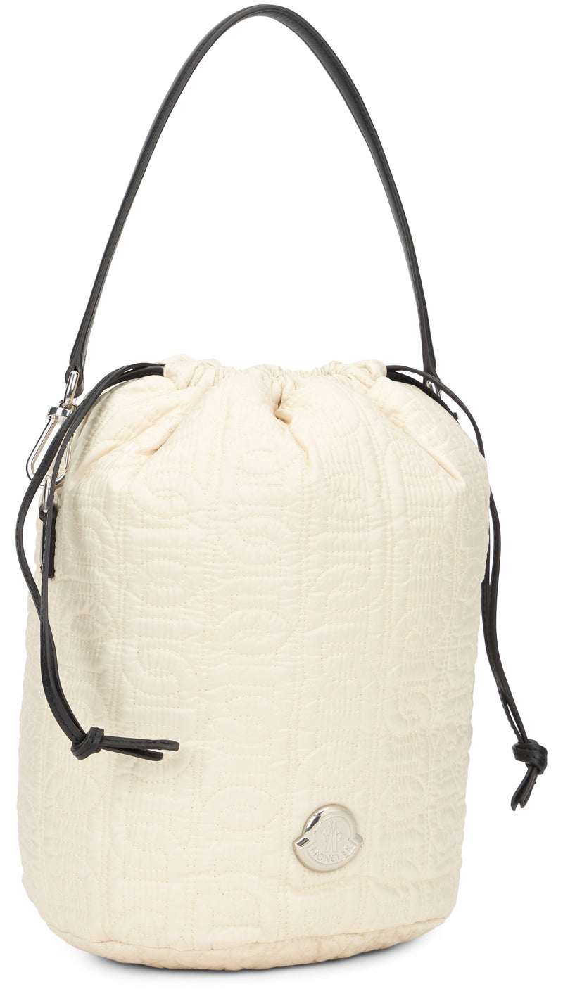 Moncler Quilted Polyamide Bucket Bag — Cream