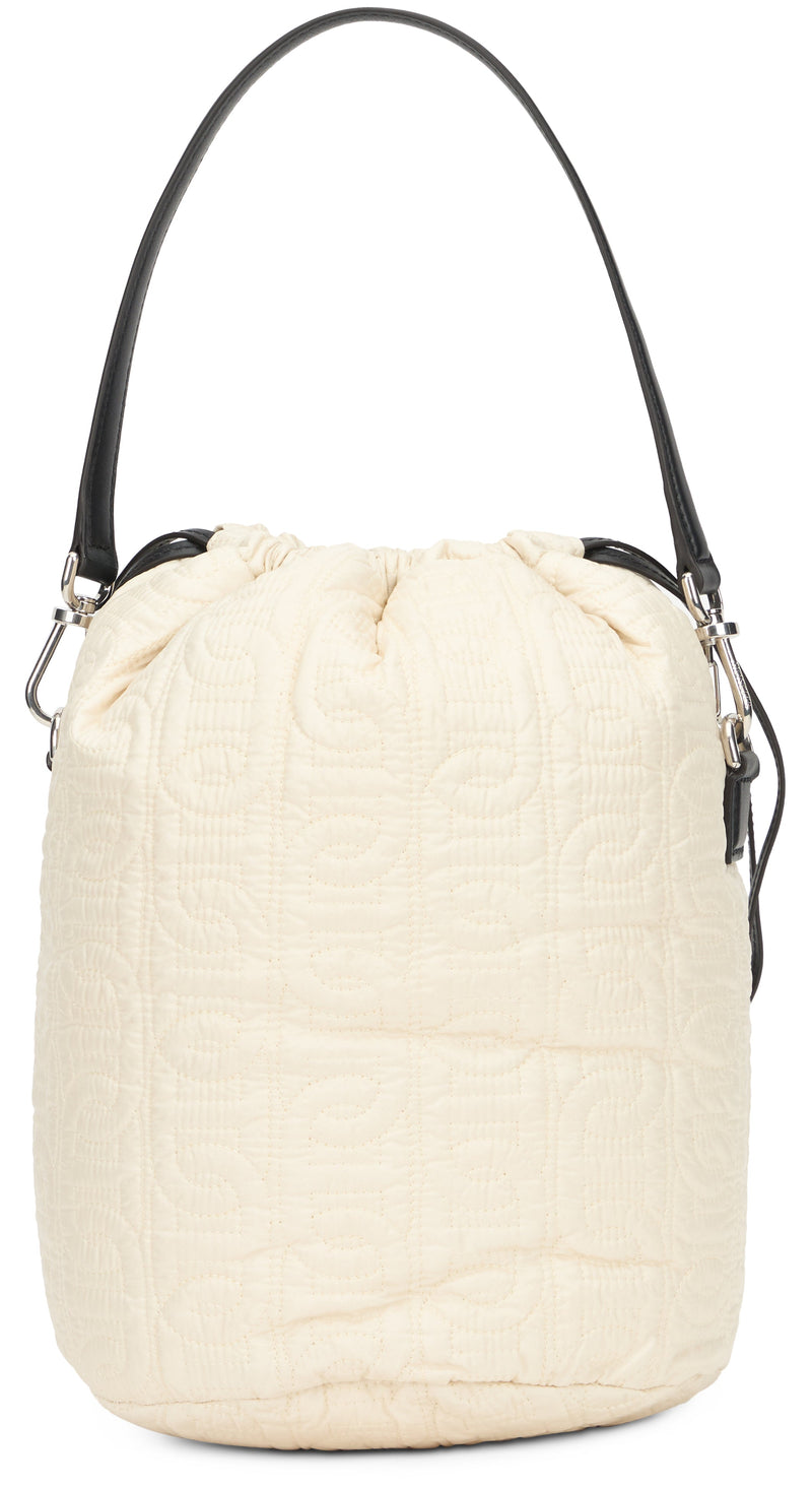 Moncler Quilted Polyamide Bucket Bag — Cream