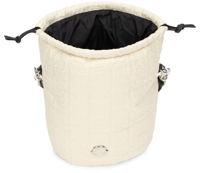 Moncler Quilted Polyamide Bucket Bag — Cream
