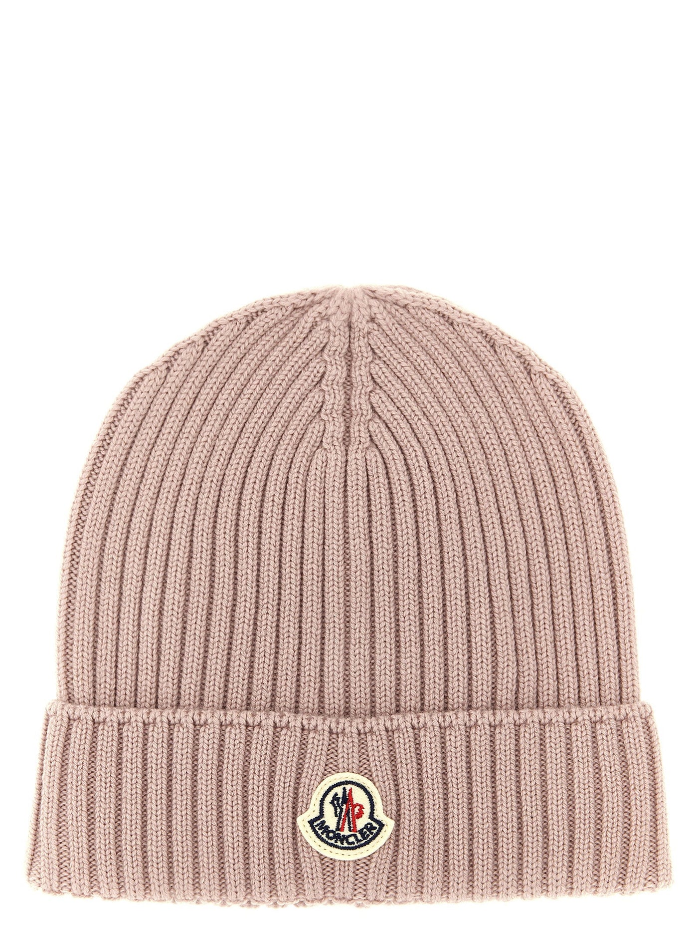 Moncler Enfant Merino Wool Ribbed Beanie — Antique Pink Pure Fineness 7 Beanies