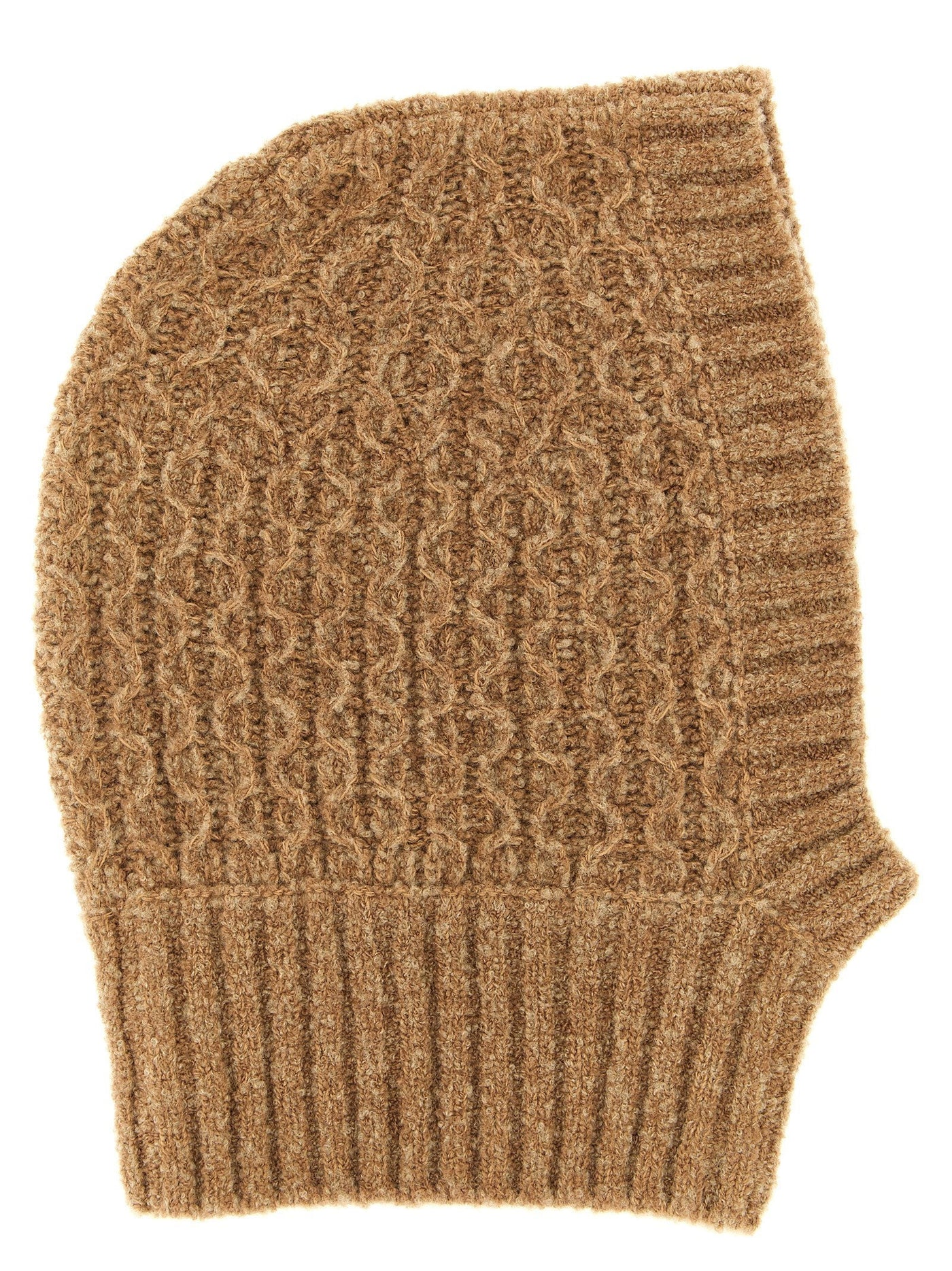 Moncler Enfant Braided Virgin Wool Balaclava — Camel Blend Winter Hats