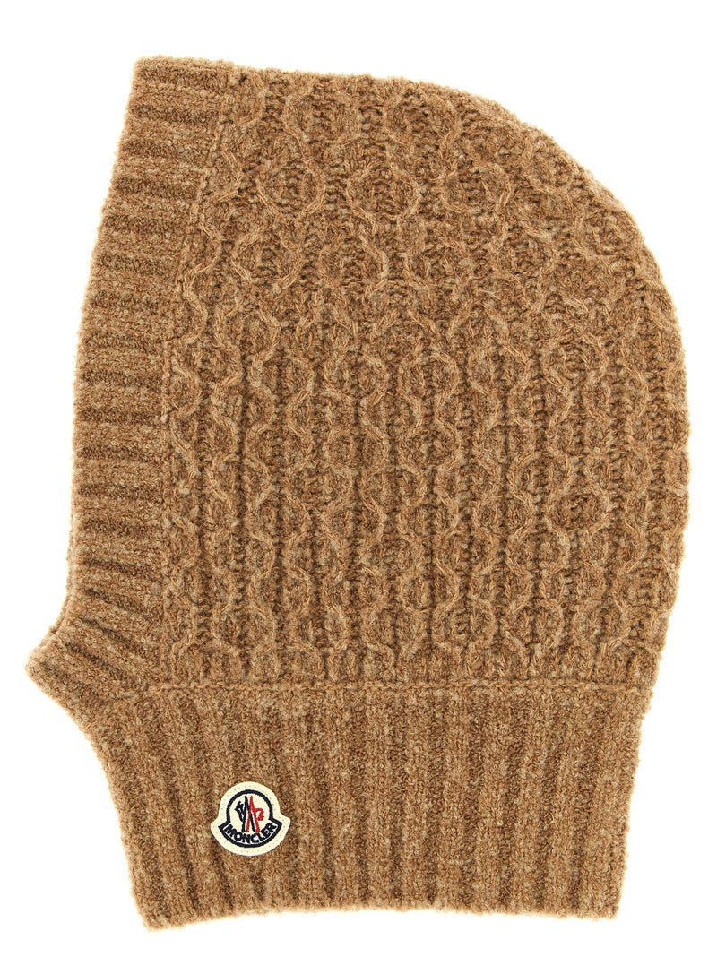 Moncler Enfant Braided Virgin Wool Balaclava — Camel Blend Winter Hats