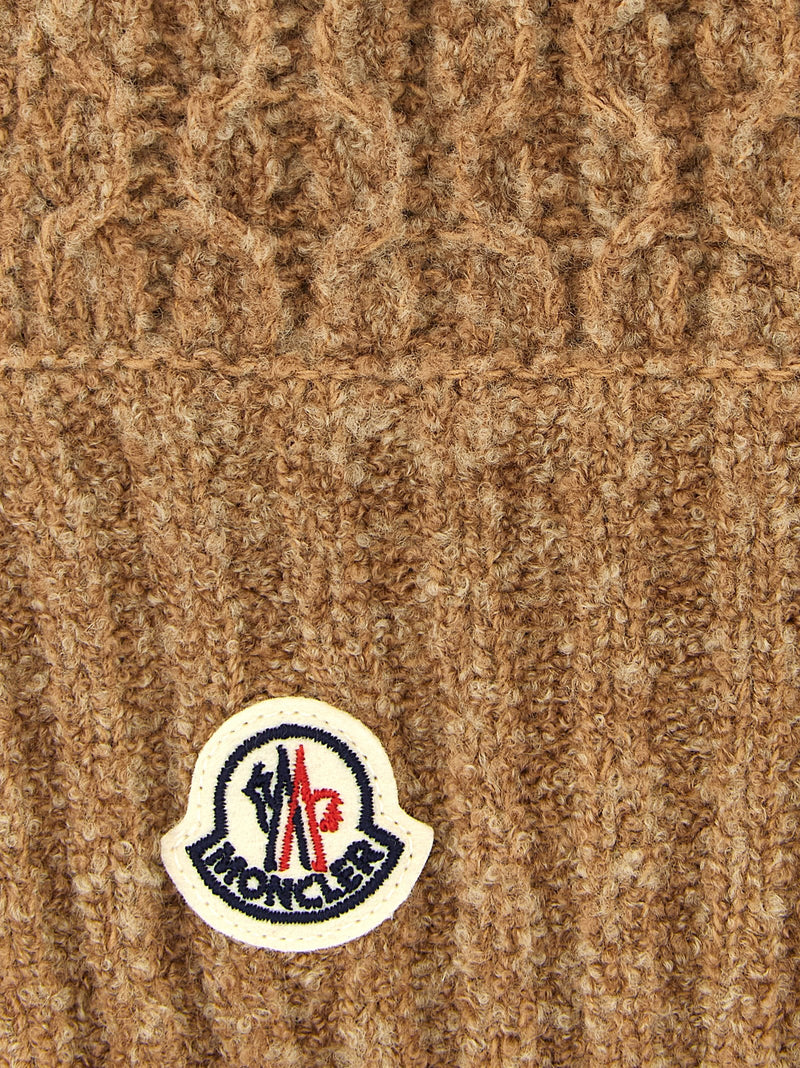 Moncler Enfant Braided Virgin Wool Balaclava — Camel Blend Winter Hats