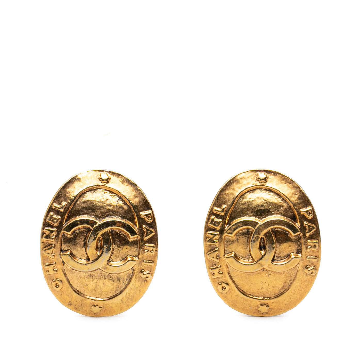 CC Gold Plated Oval Clip On Earrings - Image 1