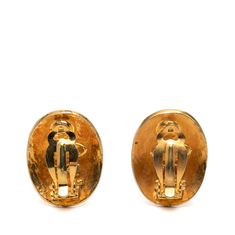CC Gold Plated Oval Clip On Earrings - Image 2