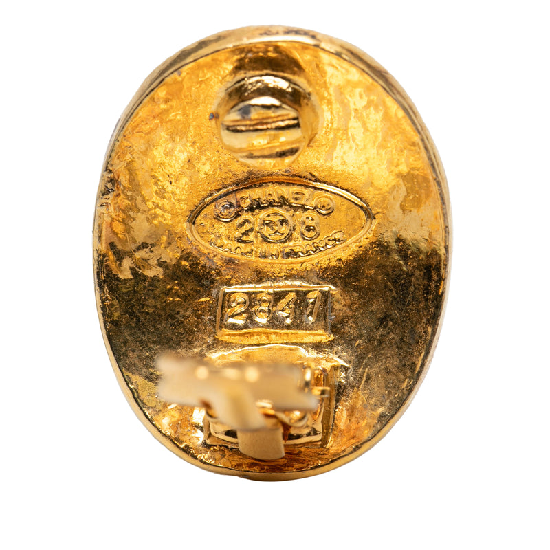 CC Gold Plated Oval Clip On Earrings - Image 3