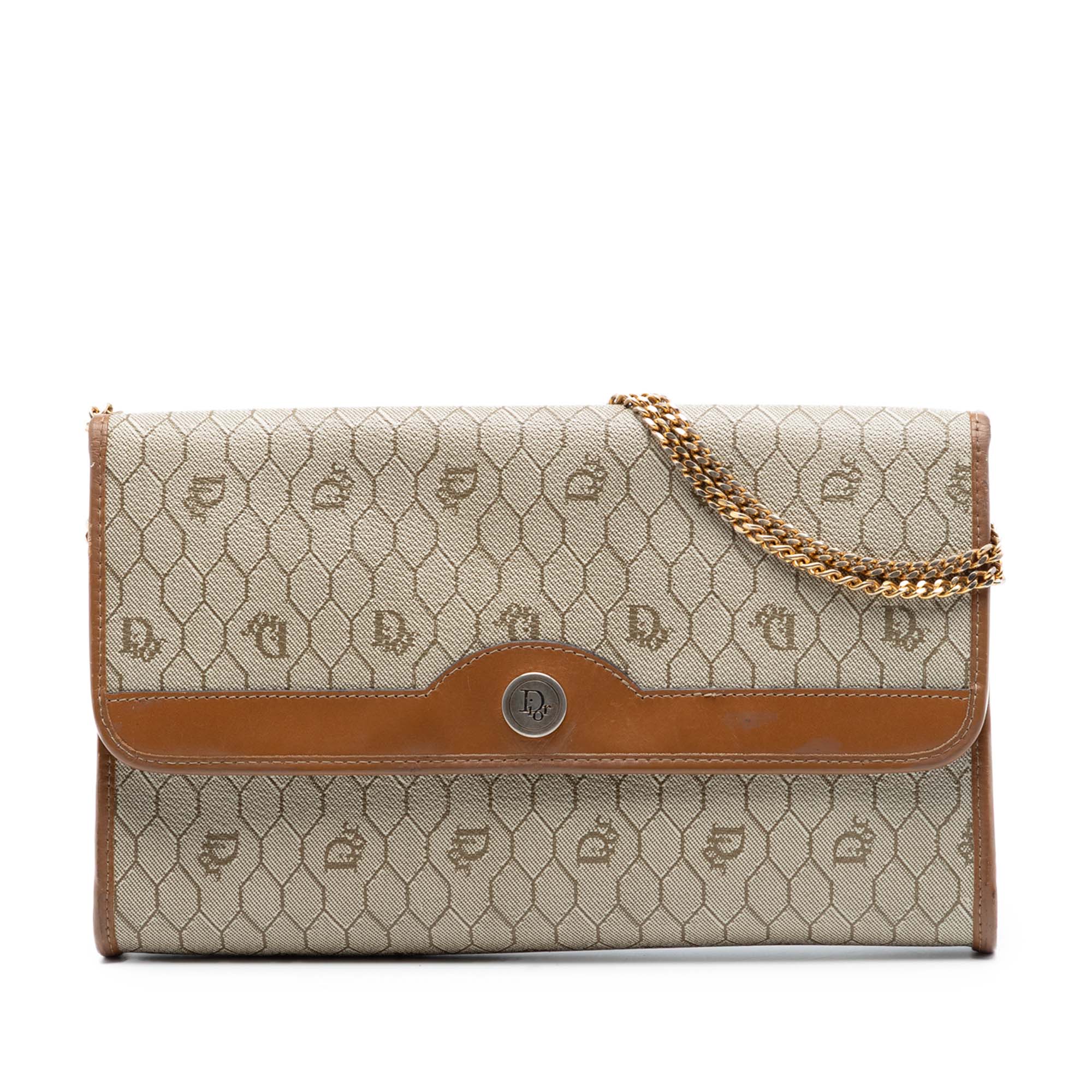 Honeycomb Coated Canvas Chain Shoulder Bag - Image 1
