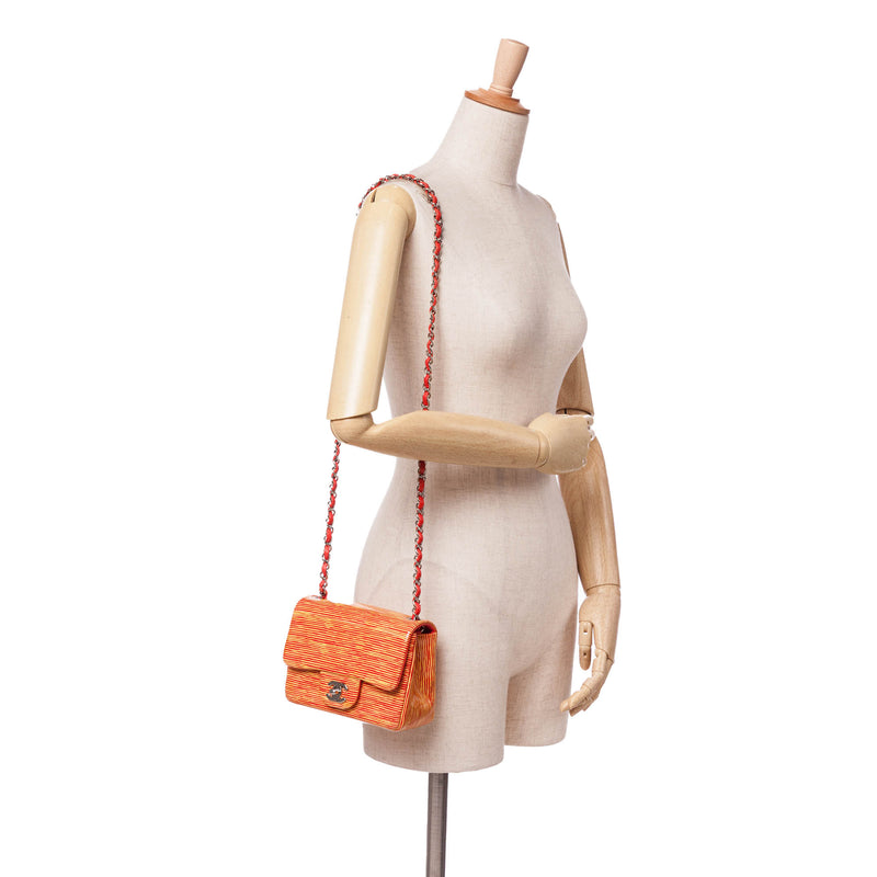 Mini Square Classic Patent Striped Single Flap - Image 11