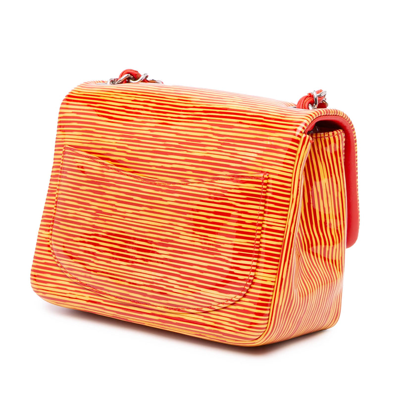 Mini Square Classic Patent Striped Single Flap - Image 2