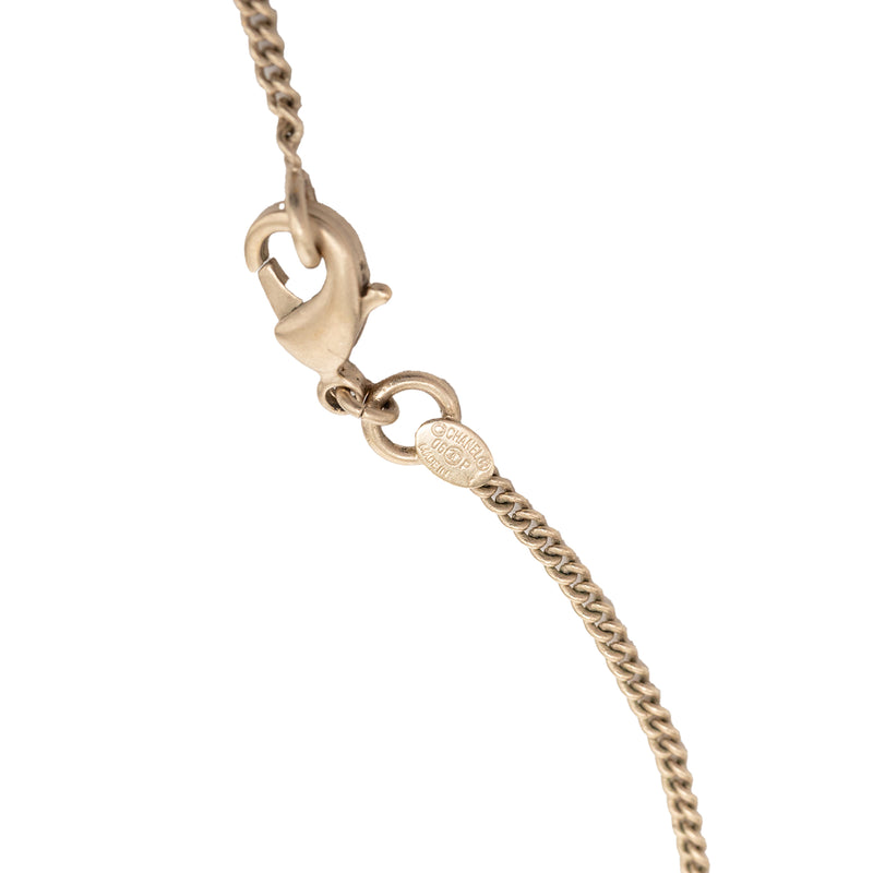 CC Gold Plated and Enamel Camellia Round Pendant Necklace - Image 4