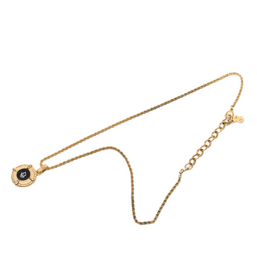 Gold Plated Enamel Logo Round Pendant Necklace - Image 1