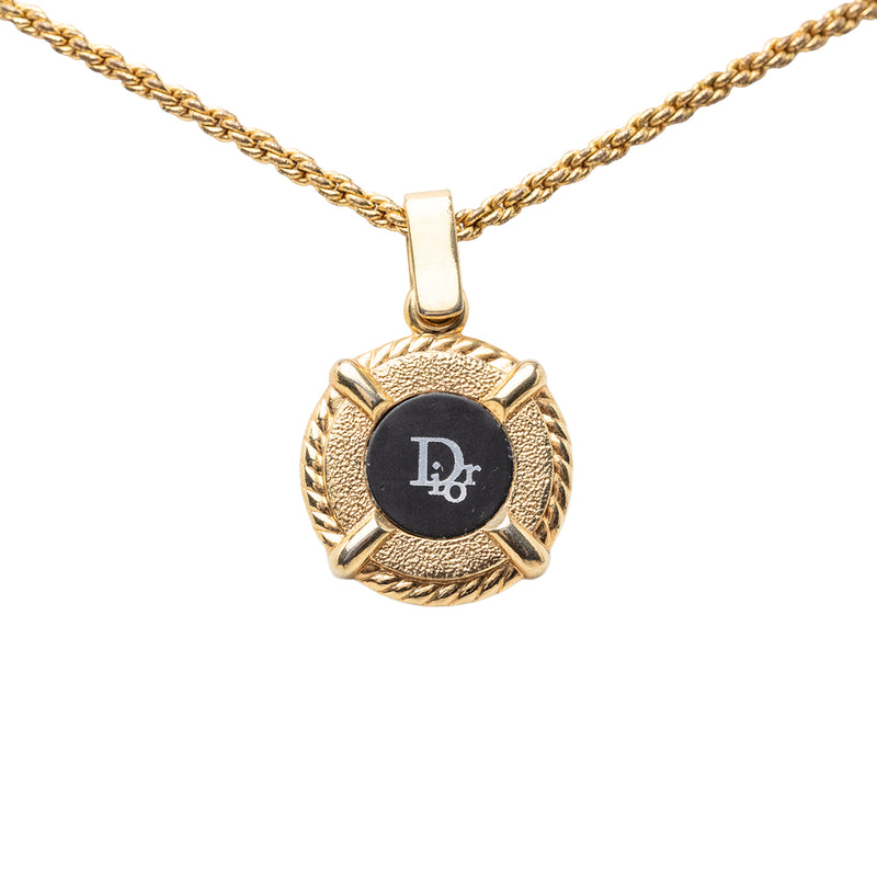 Gold Plated Enamel Logo Round Pendant Necklace - Image 2