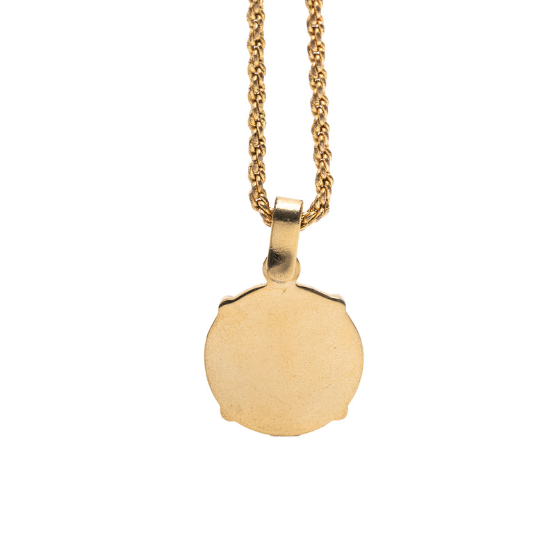 Gold Plated Enamel Logo Round Pendant Necklace - Image 3