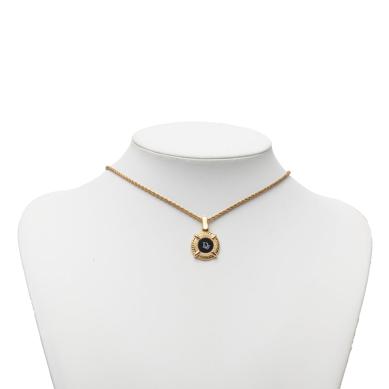 Gold Plated Enamel Logo Round Pendant Necklace - Image 5