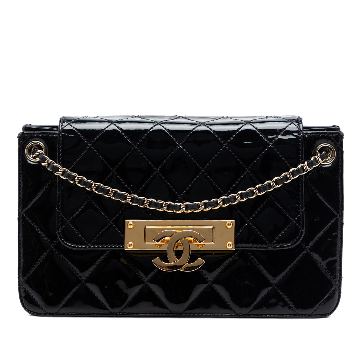 Quilted Patent Golden Class Accordion Flap - Image 1