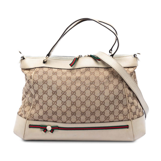GG Canvas Web Mayfair Satchel - Image 1
