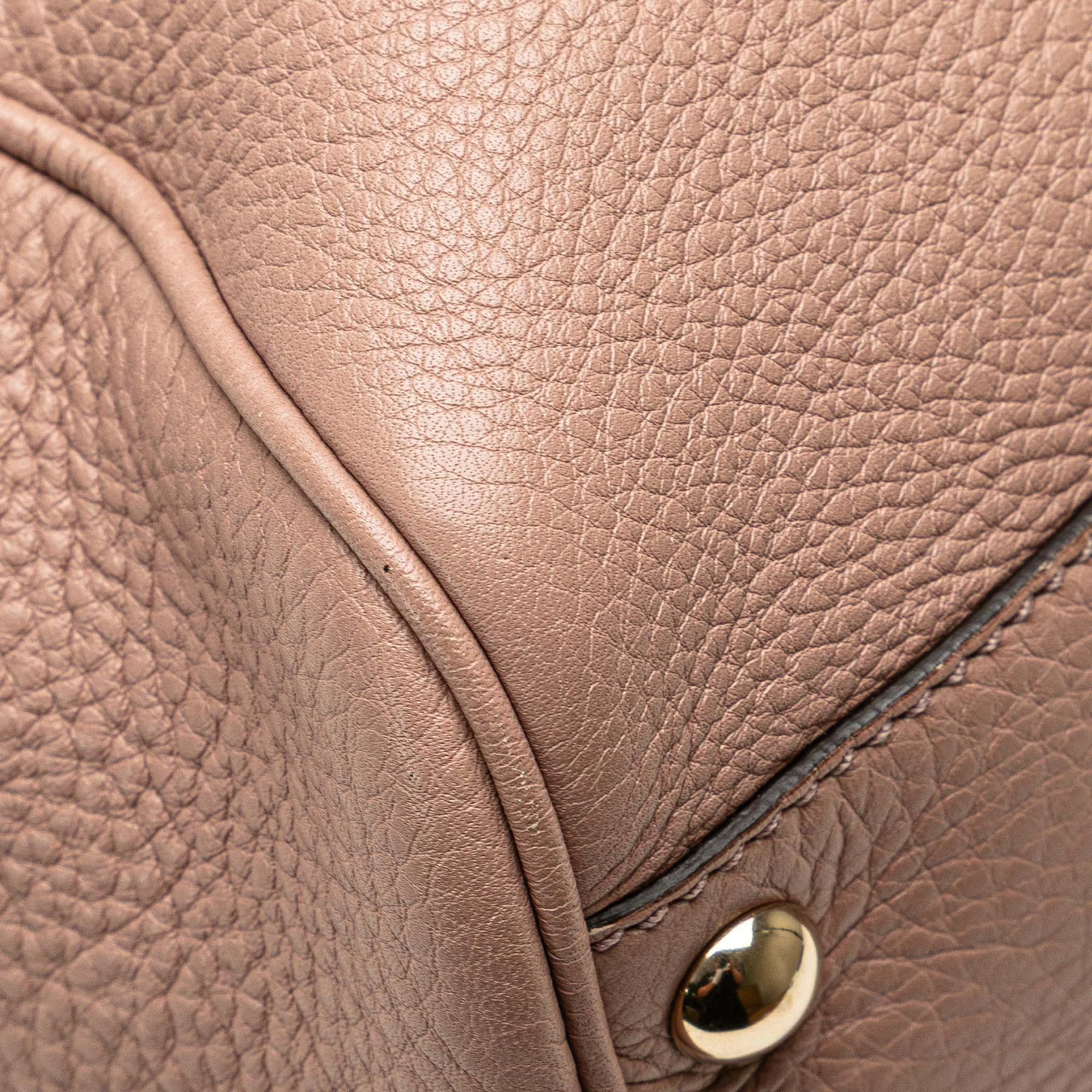 Small Calfskin Bamboo Shopper Satchel - Image 10