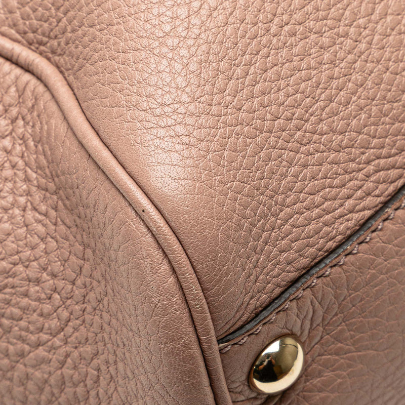 Small Calfskin Bamboo Shopper Satchel - Image 10