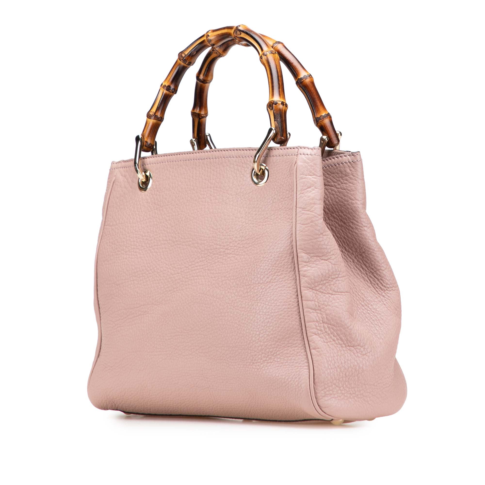Small Calfskin Bamboo Shopper Satchel - Image 2