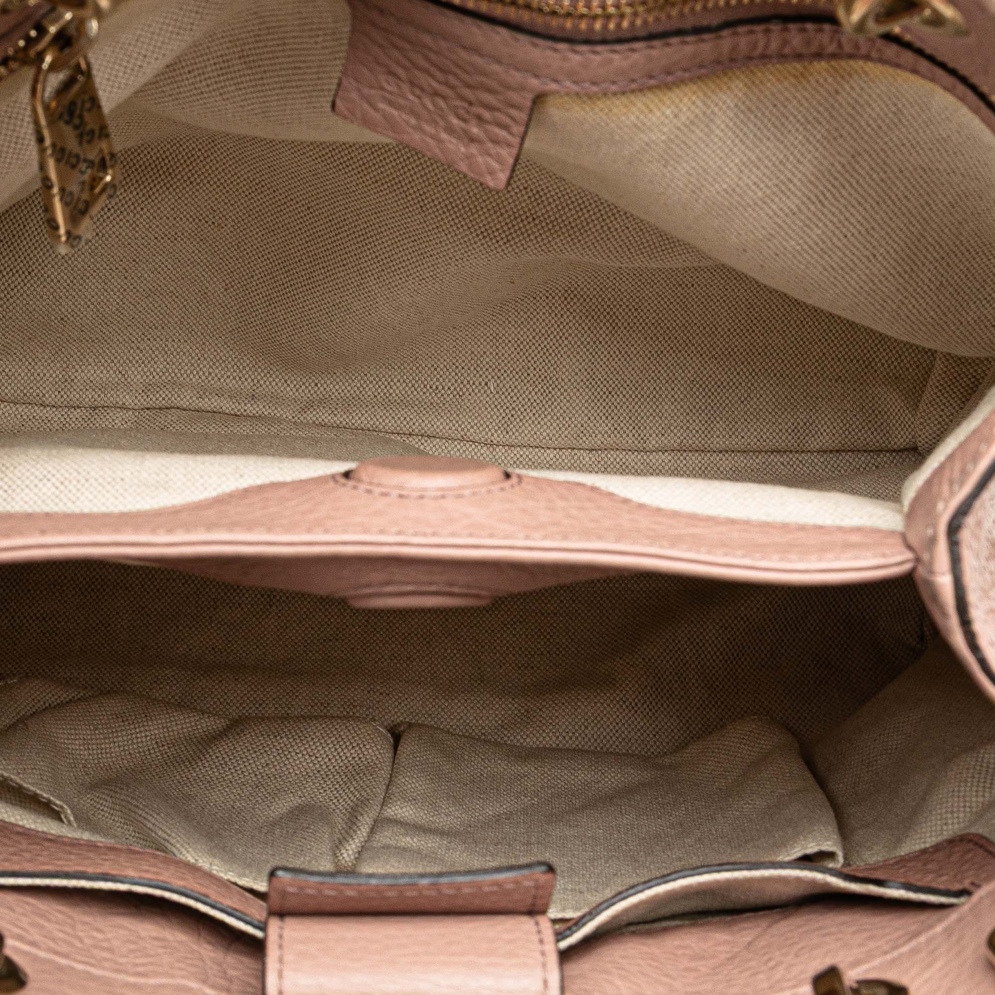 Small Calfskin Bamboo Shopper Satchel - Image 4