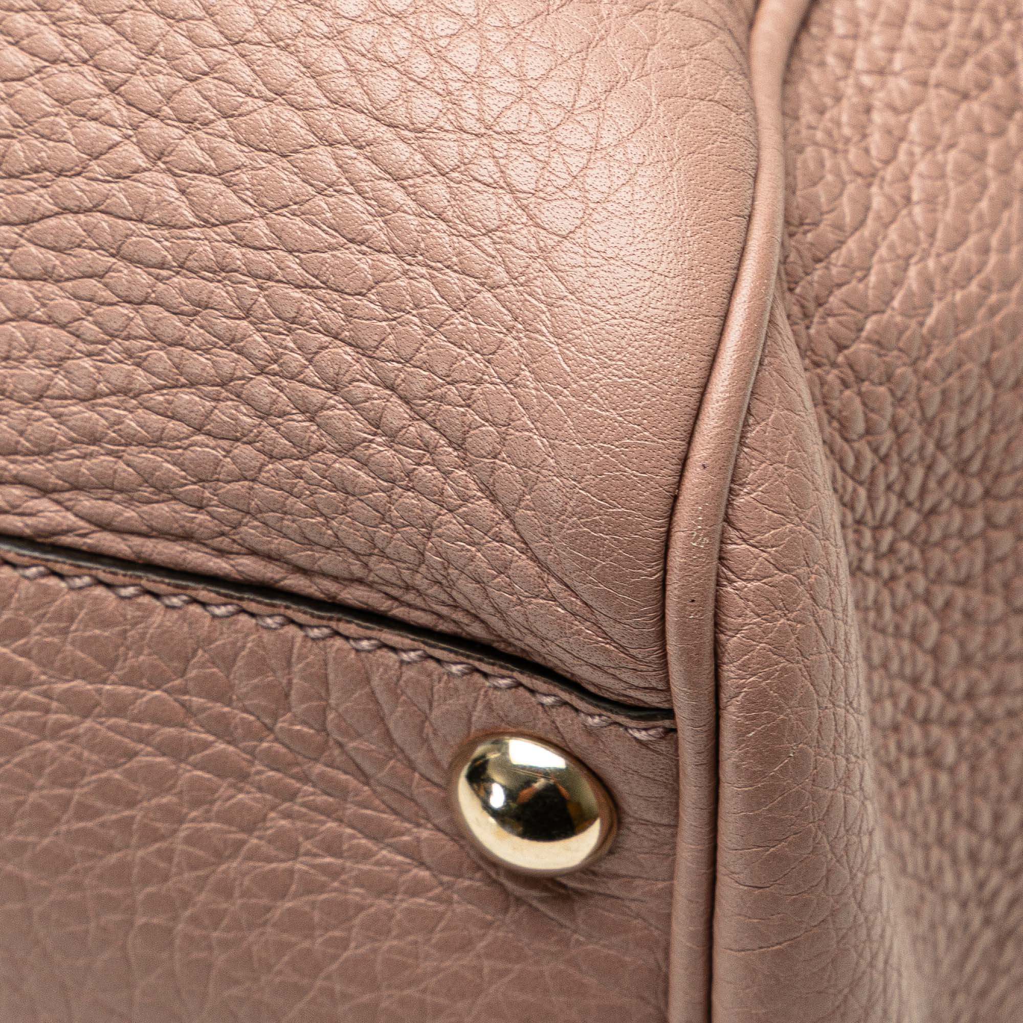 Small Calfskin Bamboo Shopper Satchel - Image 9