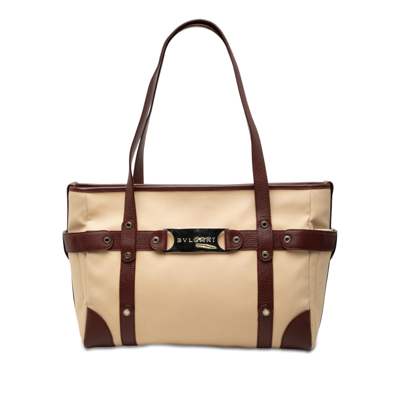 Leather Trimmed Canvas Tote - Image 1