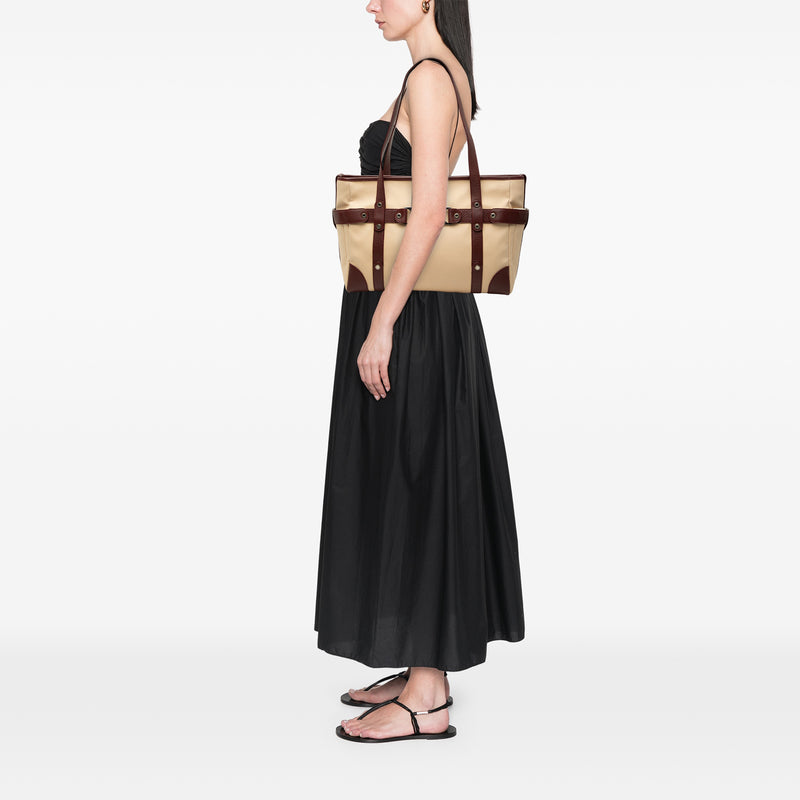 Leather Trimmed Canvas Tote - Image 7