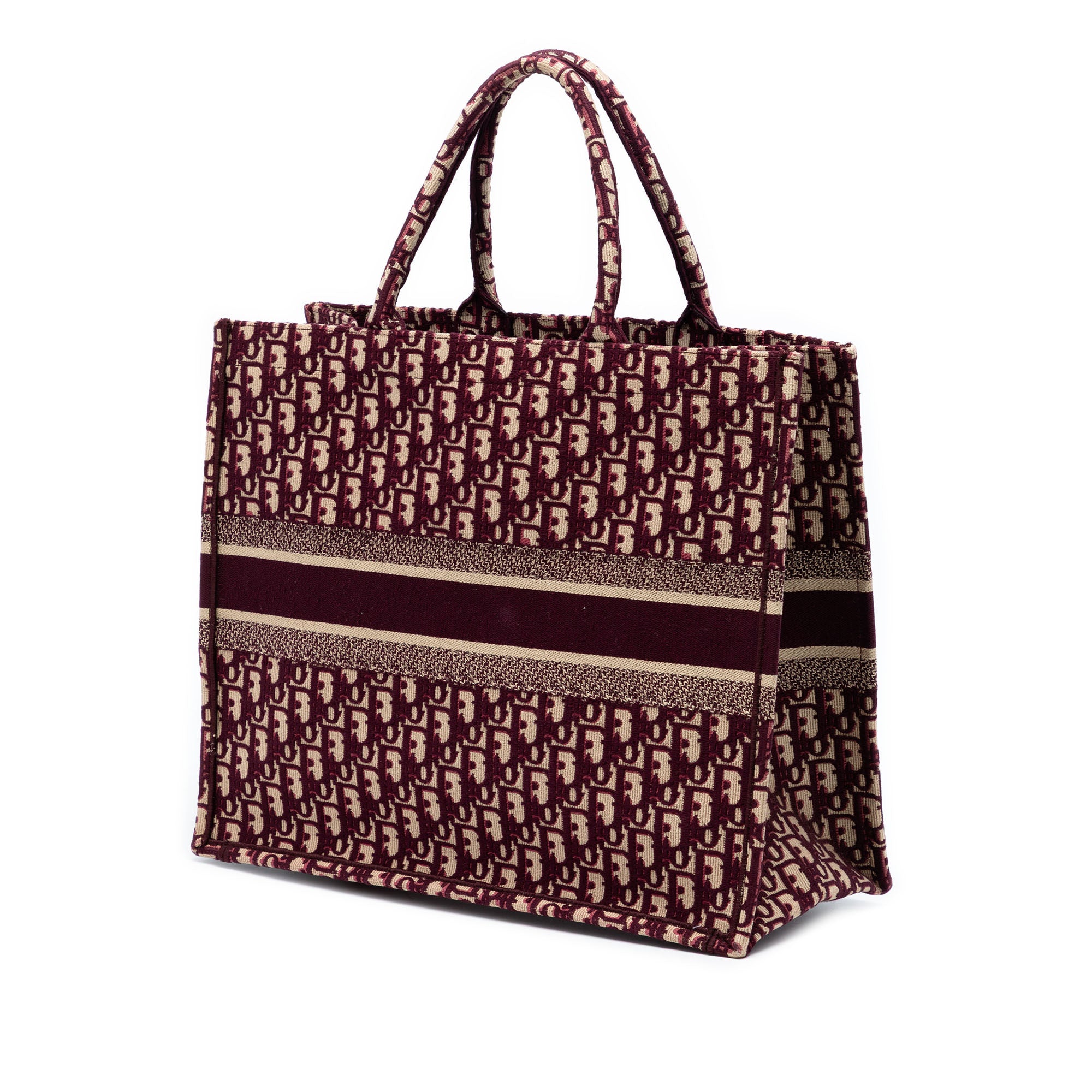 Large Oblique Embroidered Canvas Book Tote - Image 2
