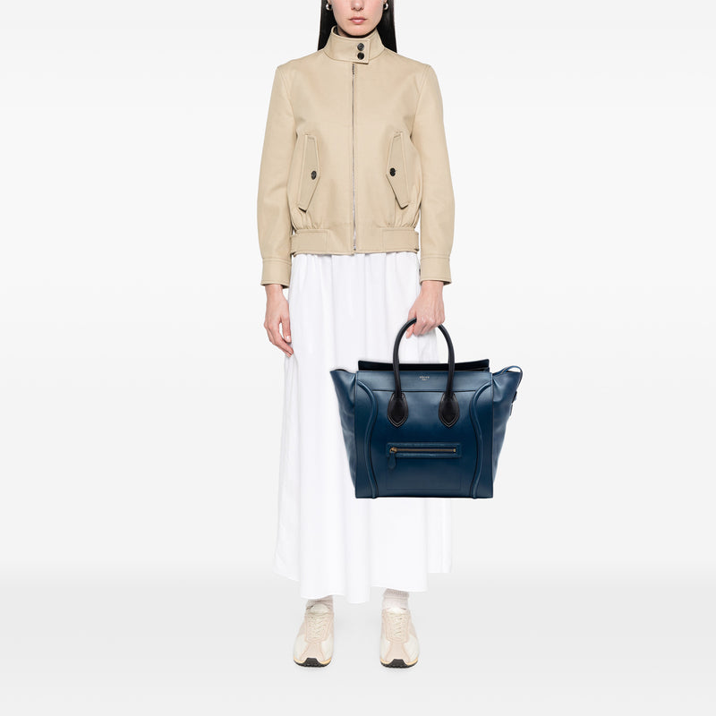 Large Bicolor Leather Phantom Luggage Tote - Image 7