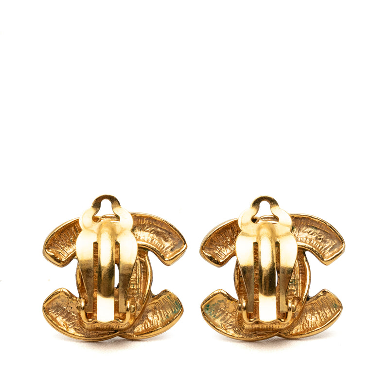 CC Gold Plated Quilted Clip On Earrings - Image 2