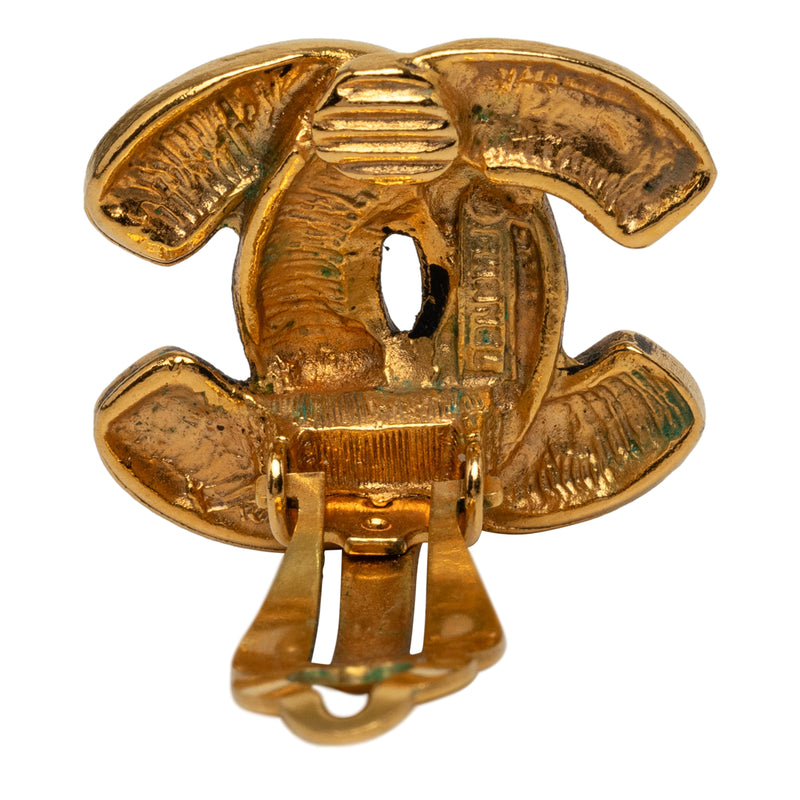 CC Gold Plated Quilted Clip On Earrings - Image 3