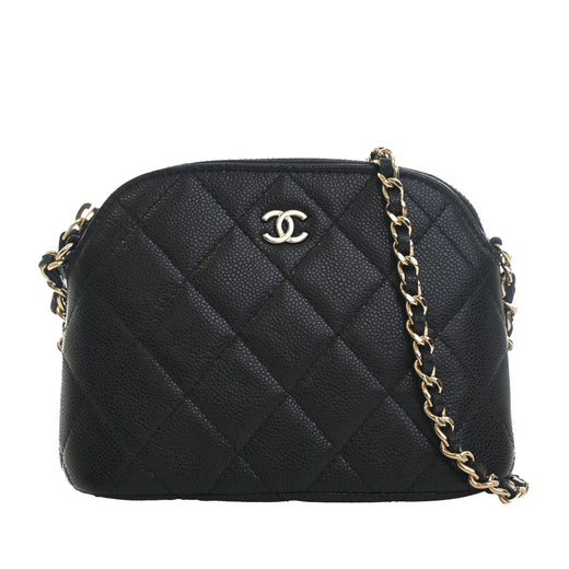 Mini CC Quilted Caviar Dome Clutch with Chain - Image 1