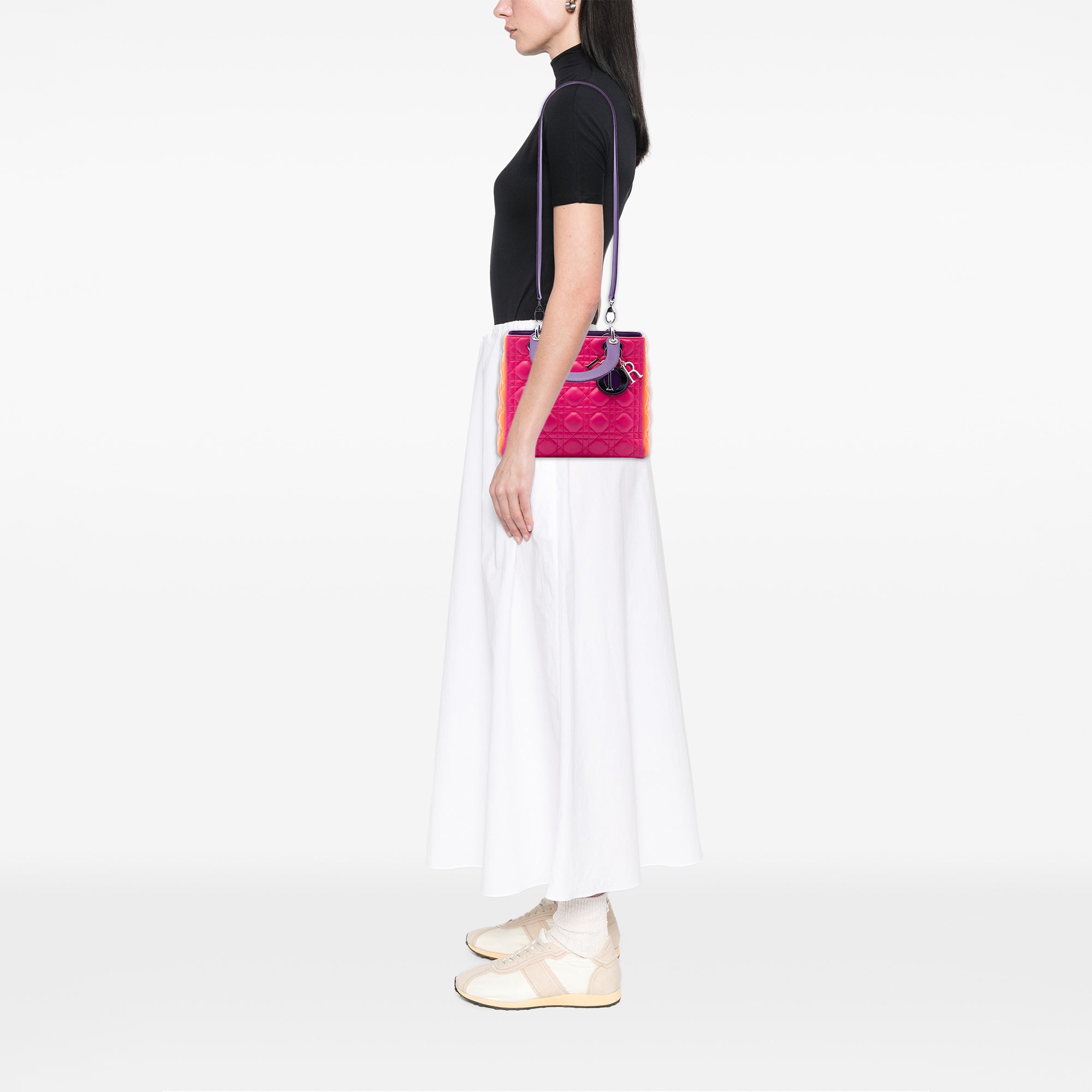 Medium Tricolor Lambskin Cannage Lady Dior - Image 6