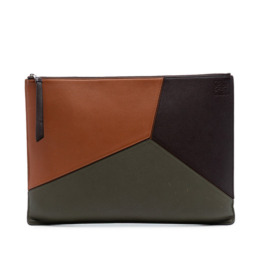Tricolor Leather Puzzle Clutch - Image 1