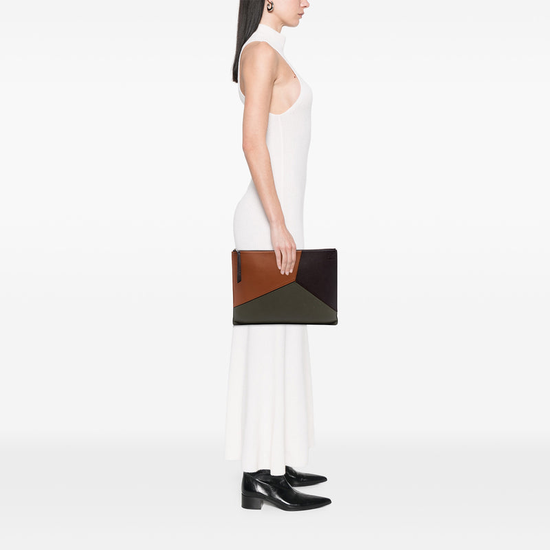Tricolor Leather Puzzle Clutch - Image 7