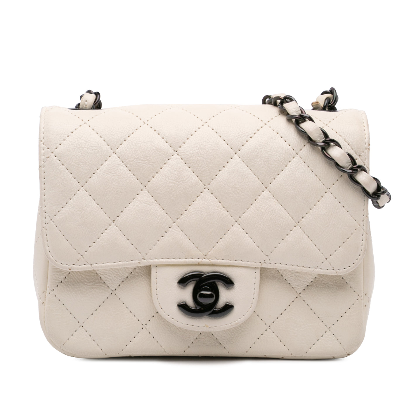 Mini Square Classic Crumpled Calfskin Single Flap - Image 1