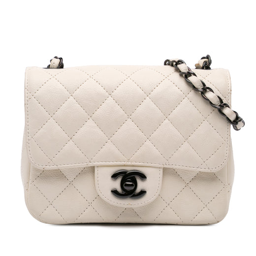 Mini Square Classic Crumpled Calfskin Single Flap - Image 1