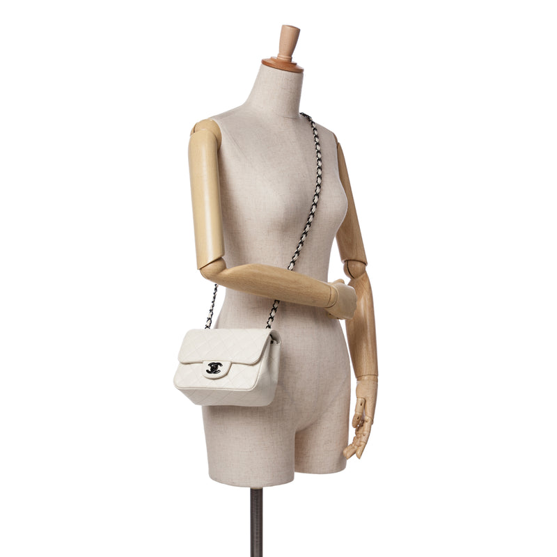 Mini Square Classic Crumpled Calfskin Single Flap - Image 11
