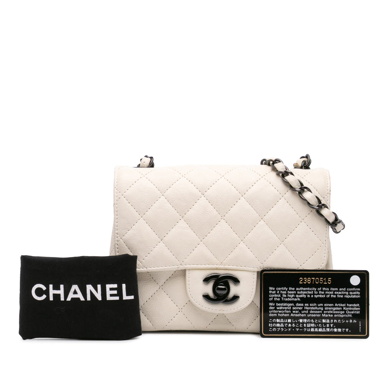 Mini Square Classic Crumpled Calfskin Single Flap - Image 12