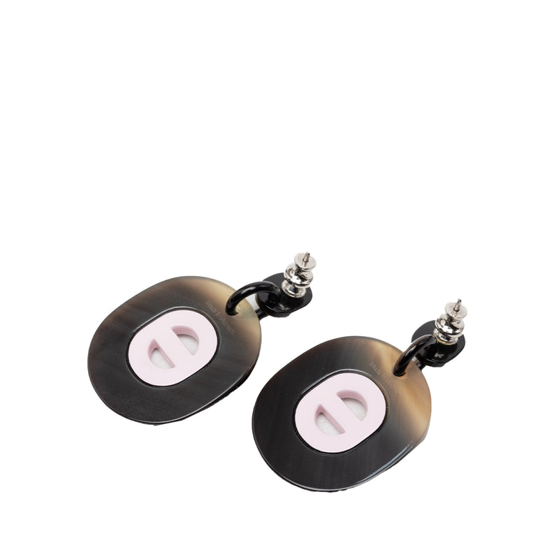 Buffalo Horn Lacquered and Palladium Plated Fidelio Village Drop Bullet Back Earrings - Image 2