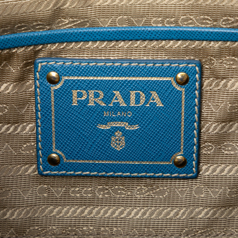 Saffiano Trimmed Canvas Canapa Logo Double Zip Satchel - Image 5