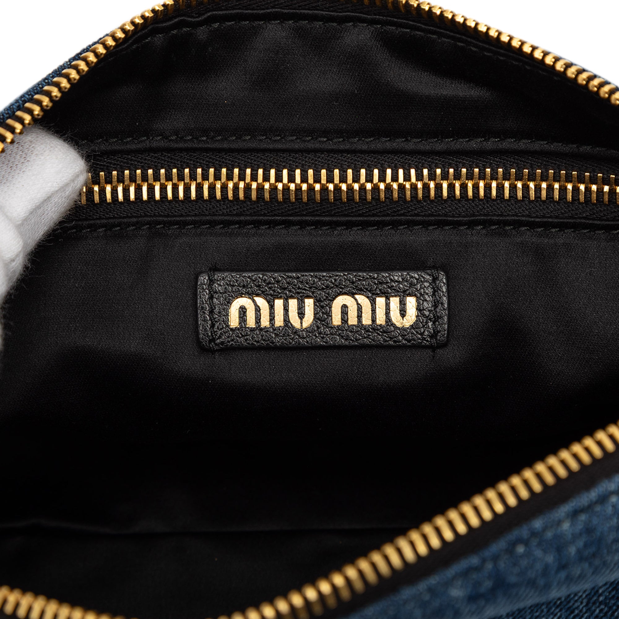 Denim Embroidered Logo Wristlet Pouch - Image 5