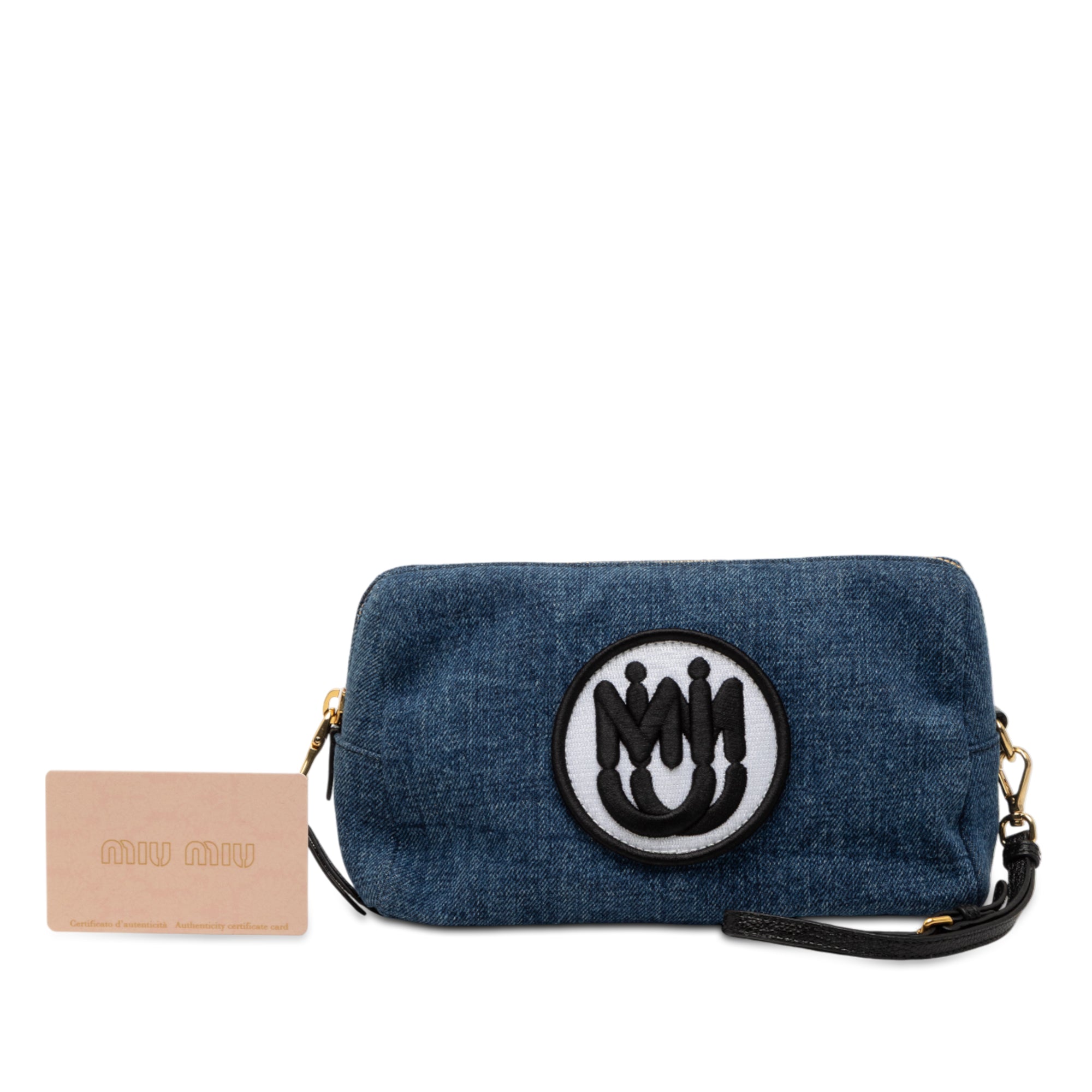 Denim Embroidered Logo Wristlet Pouch - Image 7