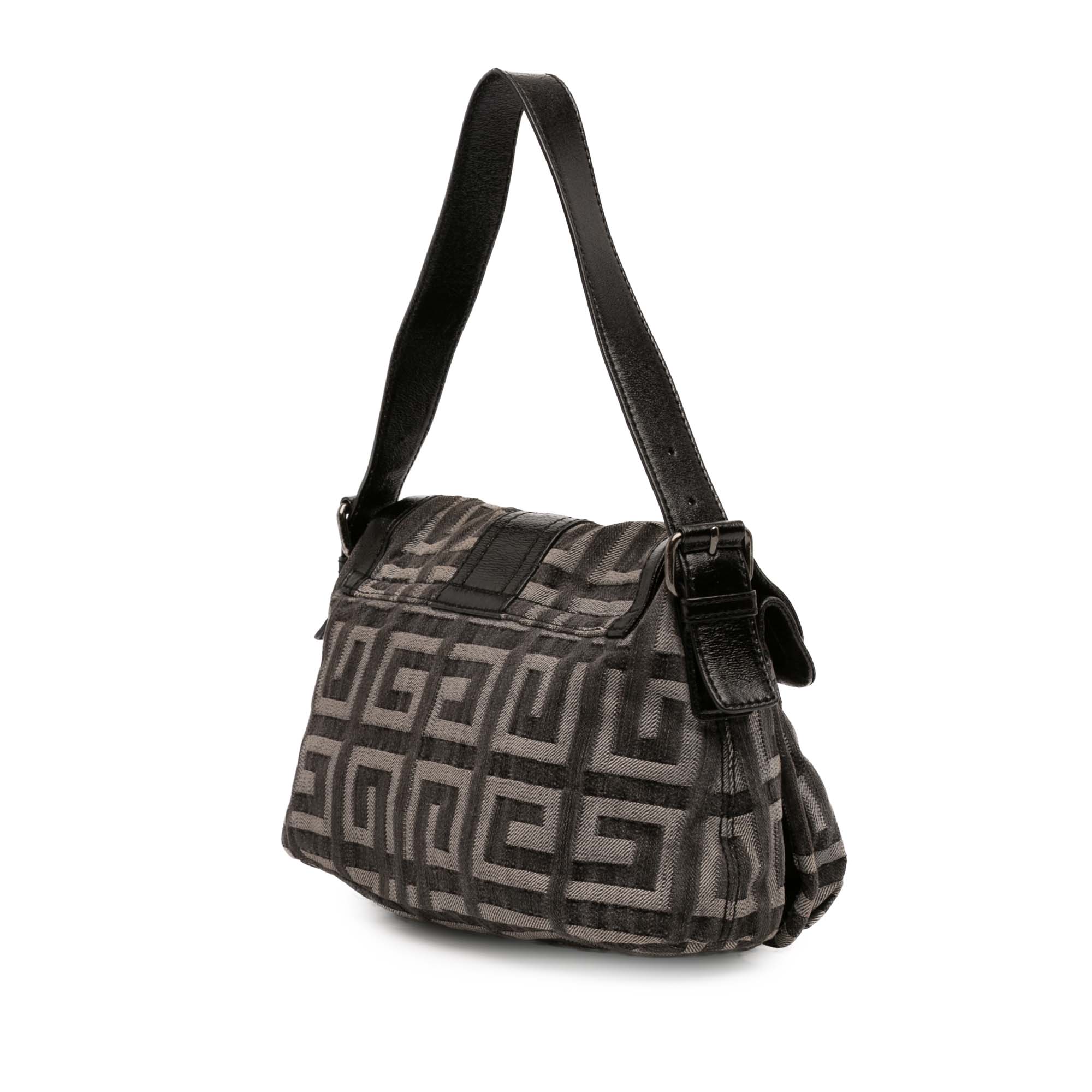 Leather Trimmed Monogram Denim Shoulder Bag - Image 2