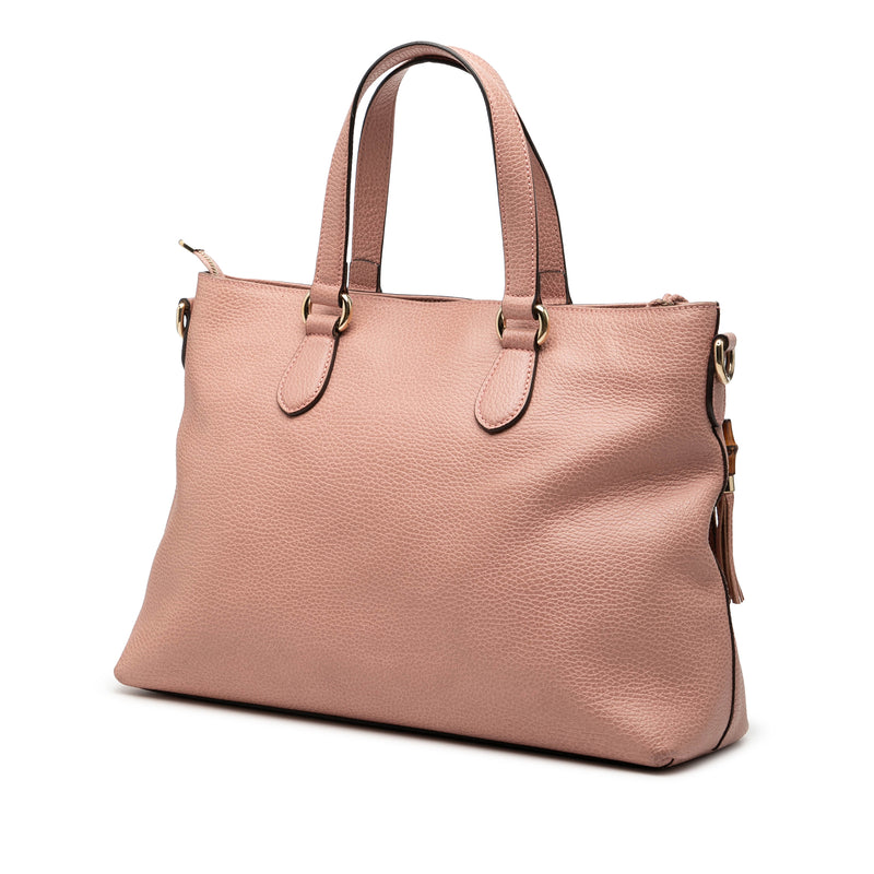 Leather Bamboo Tassel Satchel - Image 2