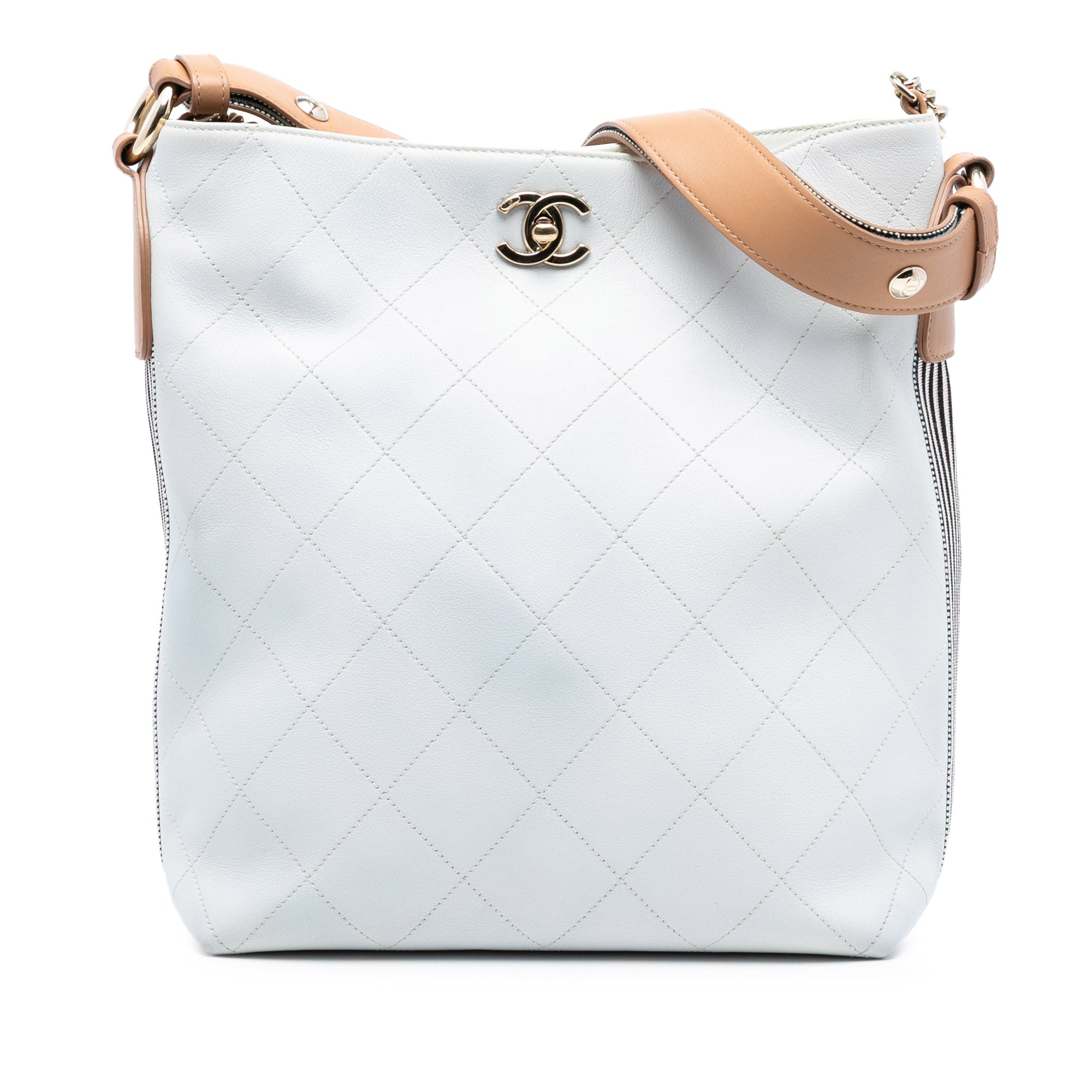 Large Stitched Calfskin Button Up Hobo - Image 1