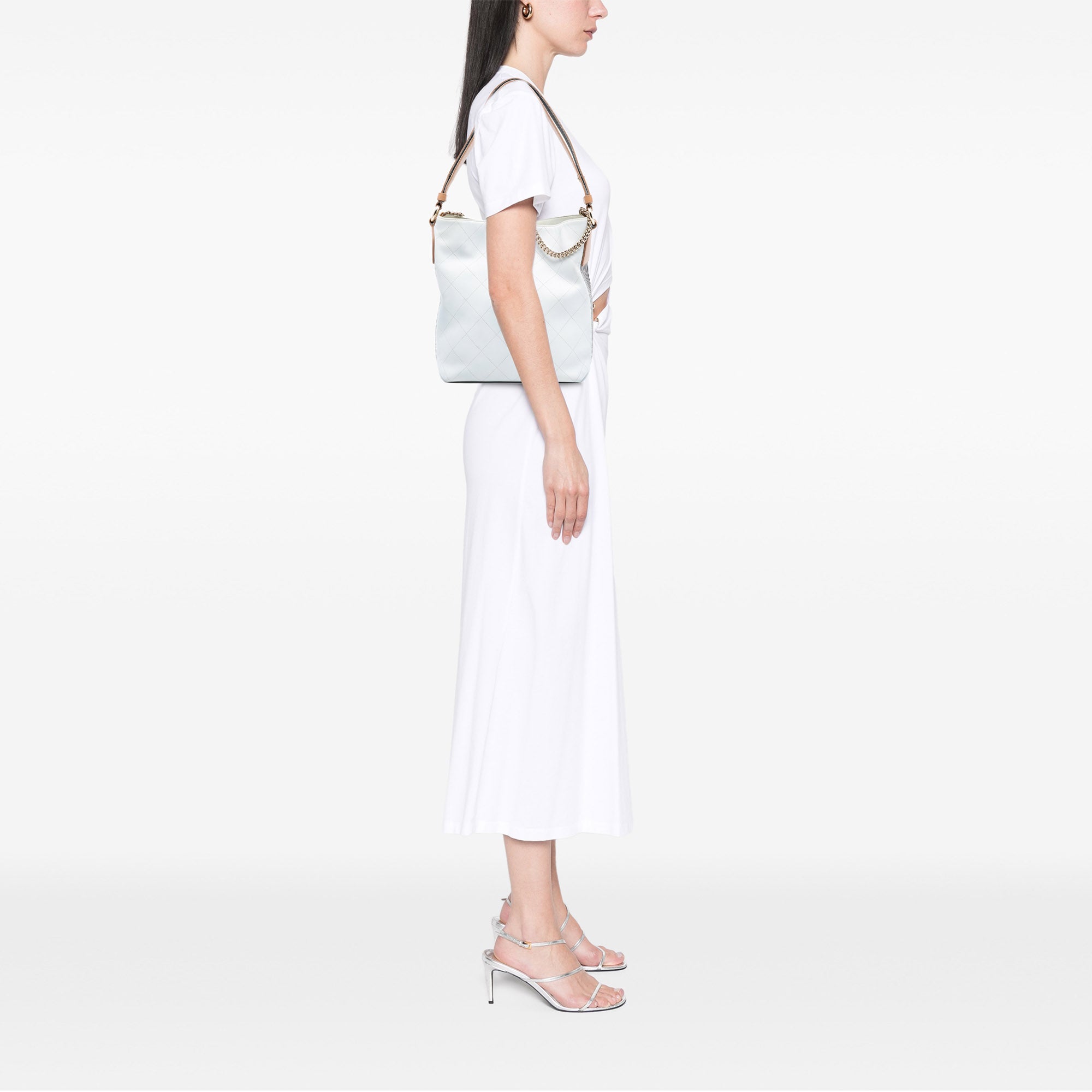 Large Stitched Calfskin Button Up Hobo - Image 7